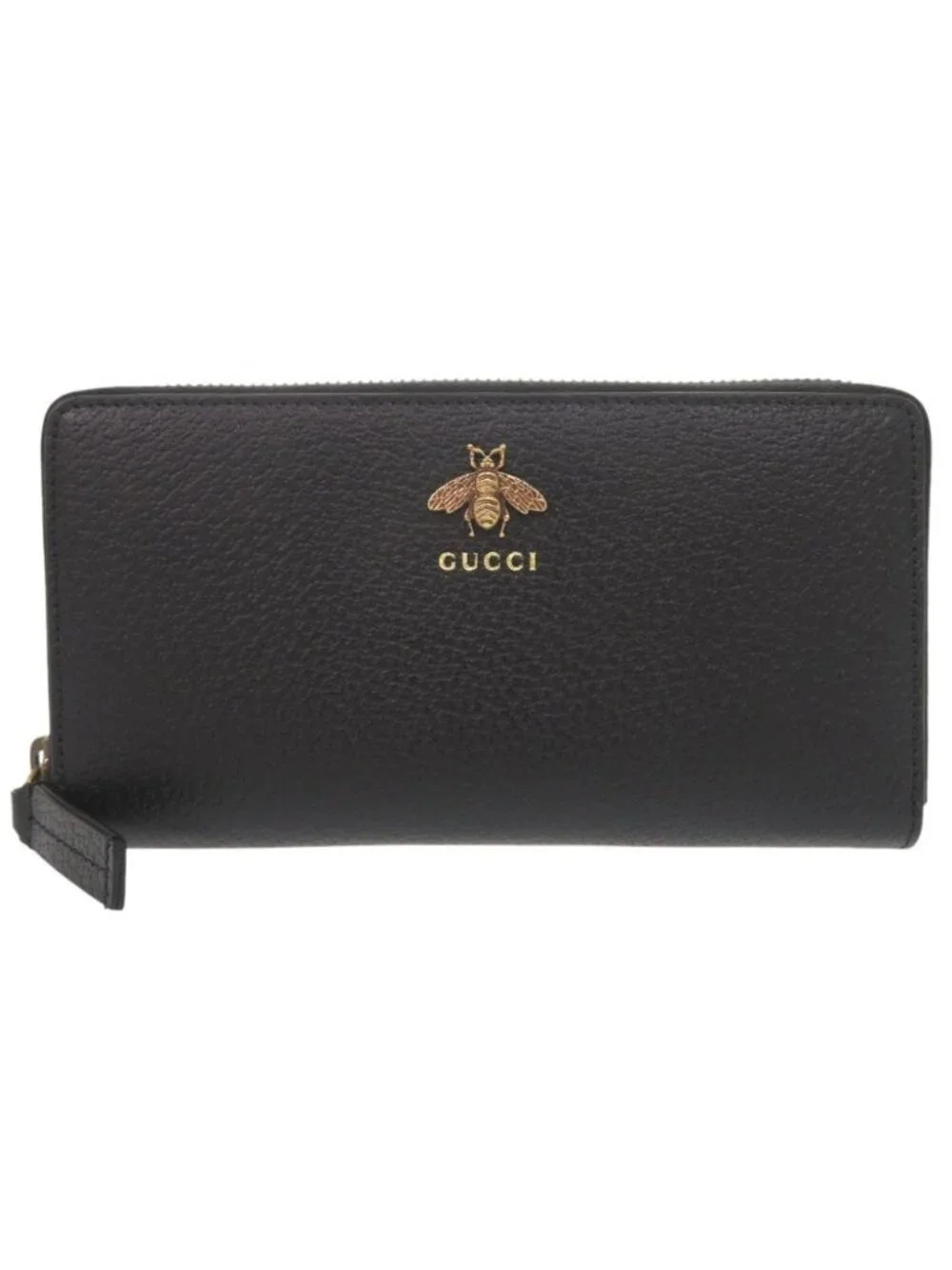 Gucci Animalier Leather Black Zip Around Wallet
